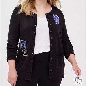 Torrid SZ 1 NEW Beetlejuice Black Polaroid Cardigan